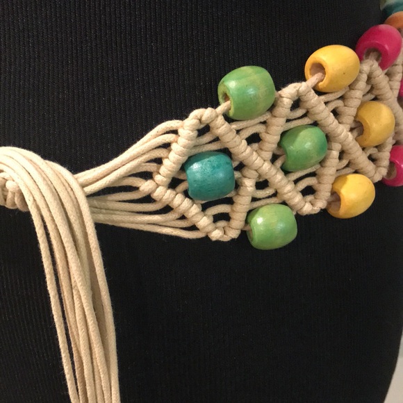 Bohemian Belt Womens Beaded Multicolor Fringe Gypsy Hippie Boho Braided Macrame - Picture 4 of 5